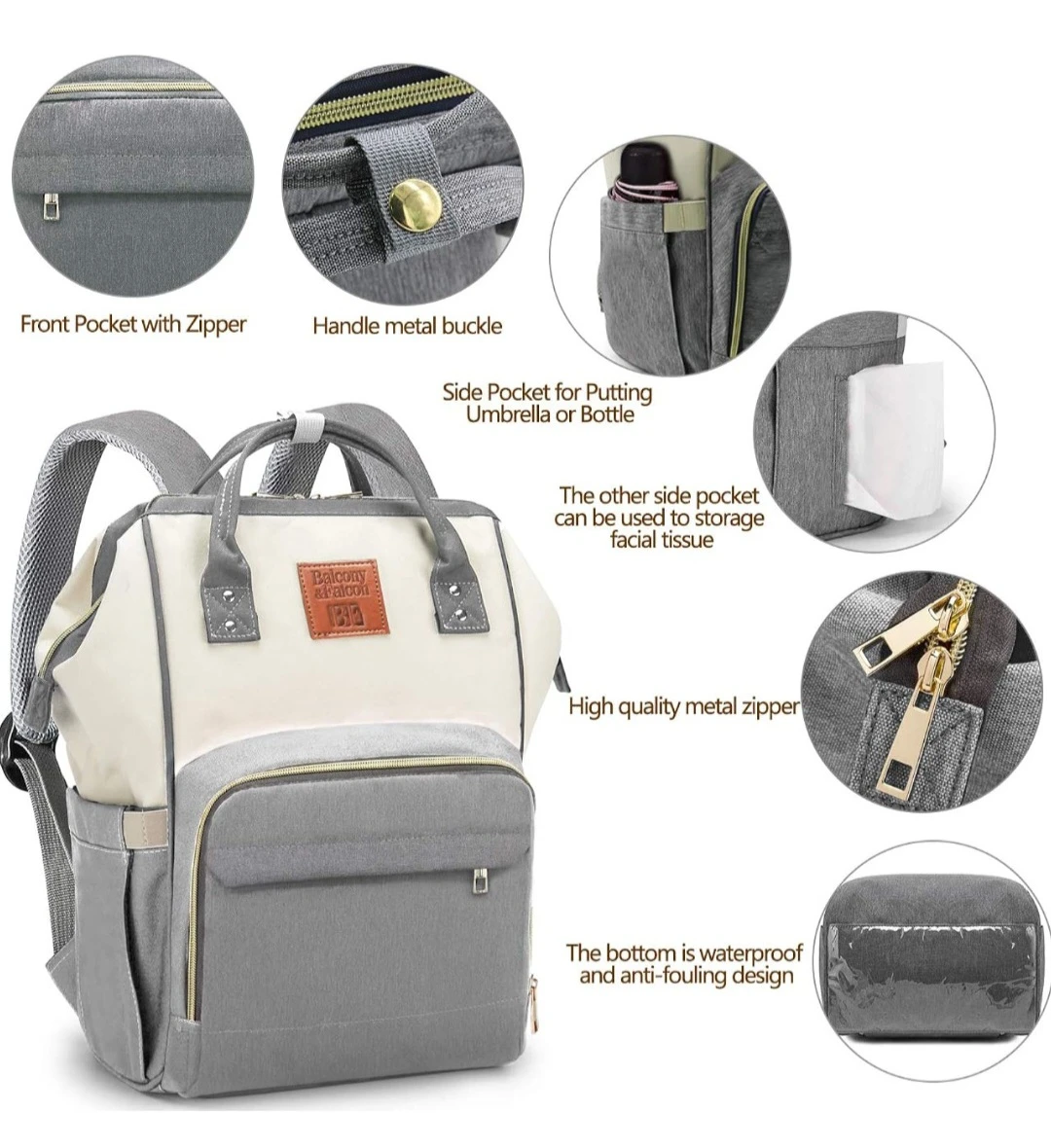 BALCONY & FALCON Multi-Functional Diaper Bag Backpack | With... - photo 4