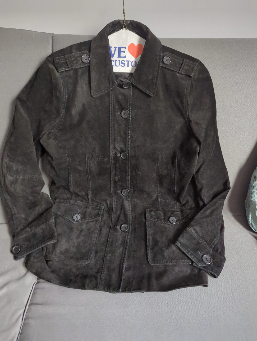 Dark Brown Suede Button-Up Jacket