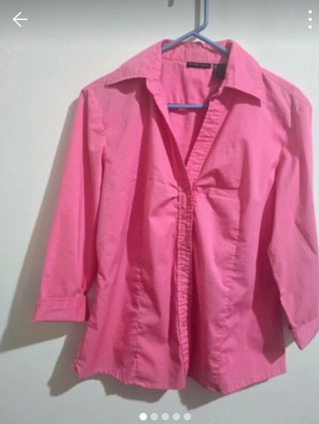New York & Company Pink Stretch 3/4 Sleeve Blouse, Size XL - photo 3