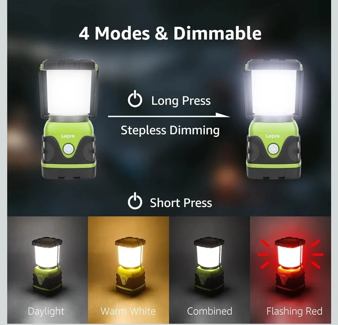 Lepro 1500LM LED Camping Lantern - Light Green - photo 4