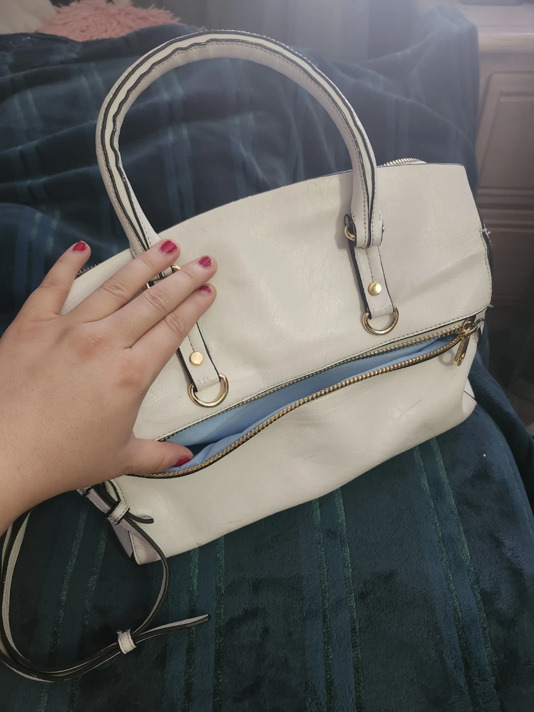 White Leather Satchel Handbag - photo 2