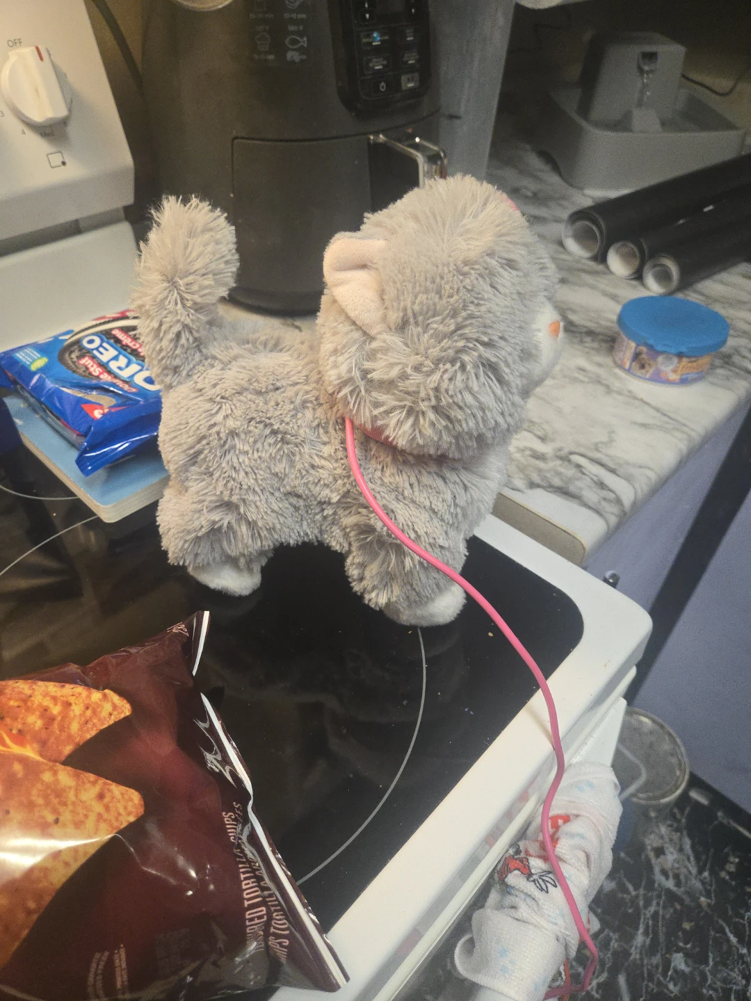 Grey Walking Cat Plush Toy