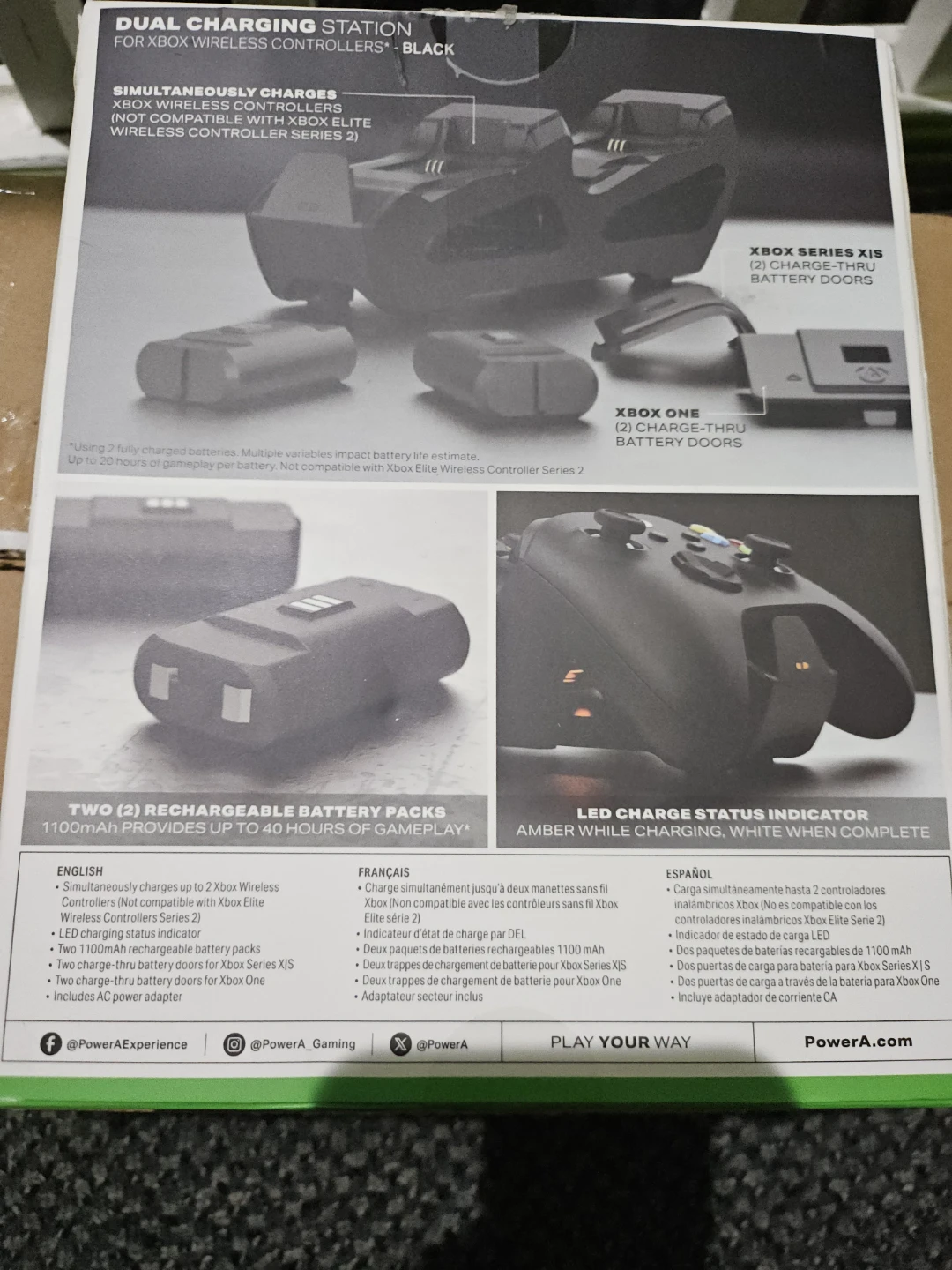 PowerA Dual Charging Station for Xbox Controllers - Black - photo 3