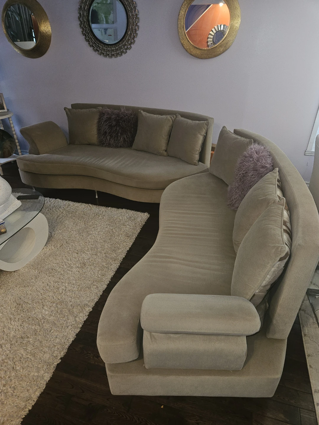 Curved Sectional Sofa with Pillows