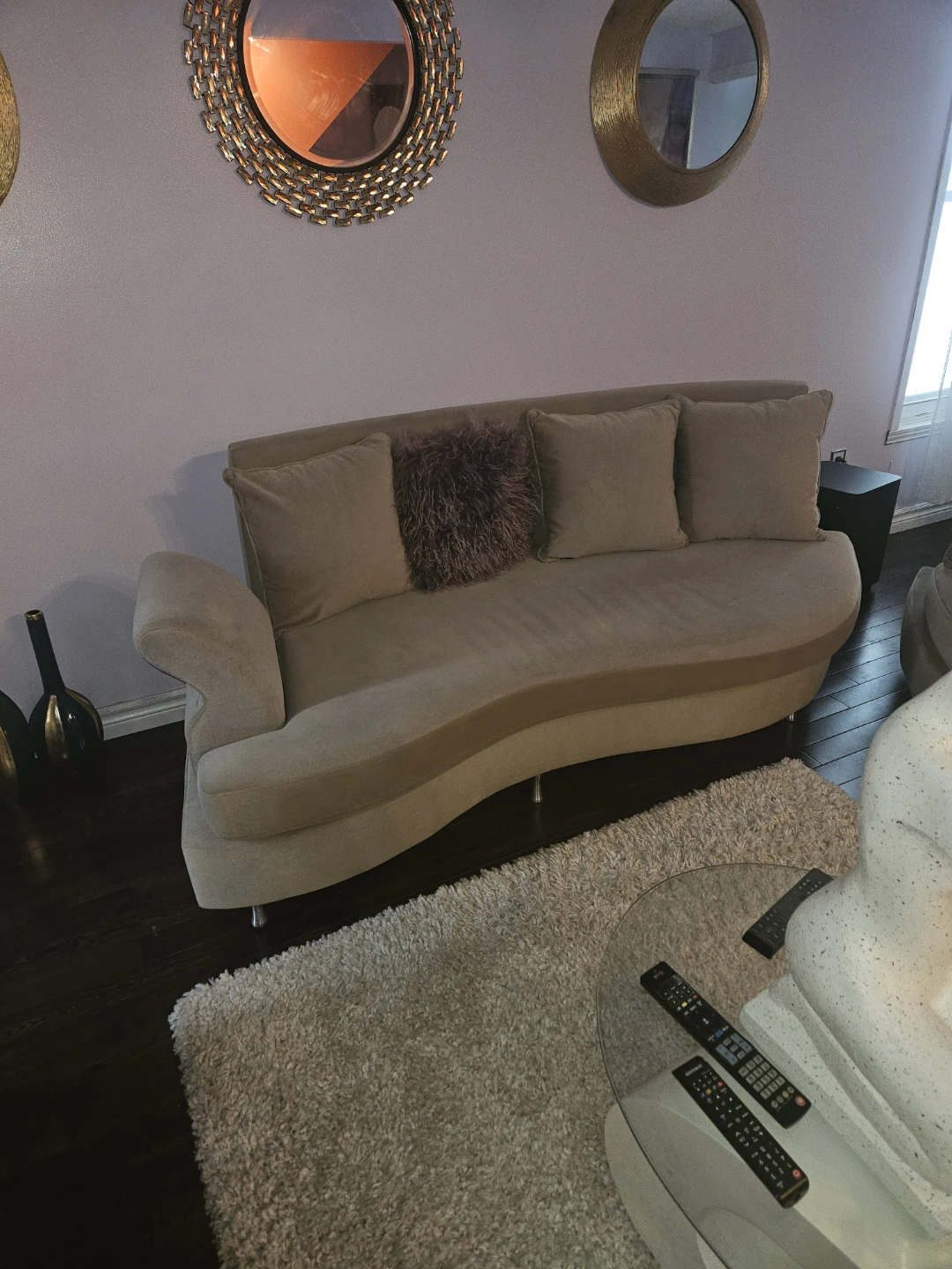 Curved Sectional Sofa with Pillows - photo 2