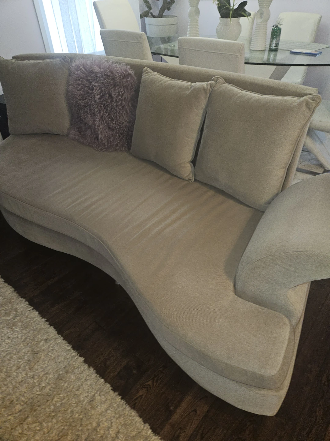 Curved Sectional Sofa with Pillows - photo 4