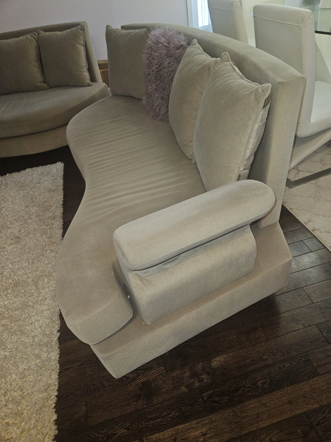 Curved Sectional Sofa with Pillows - photo 5