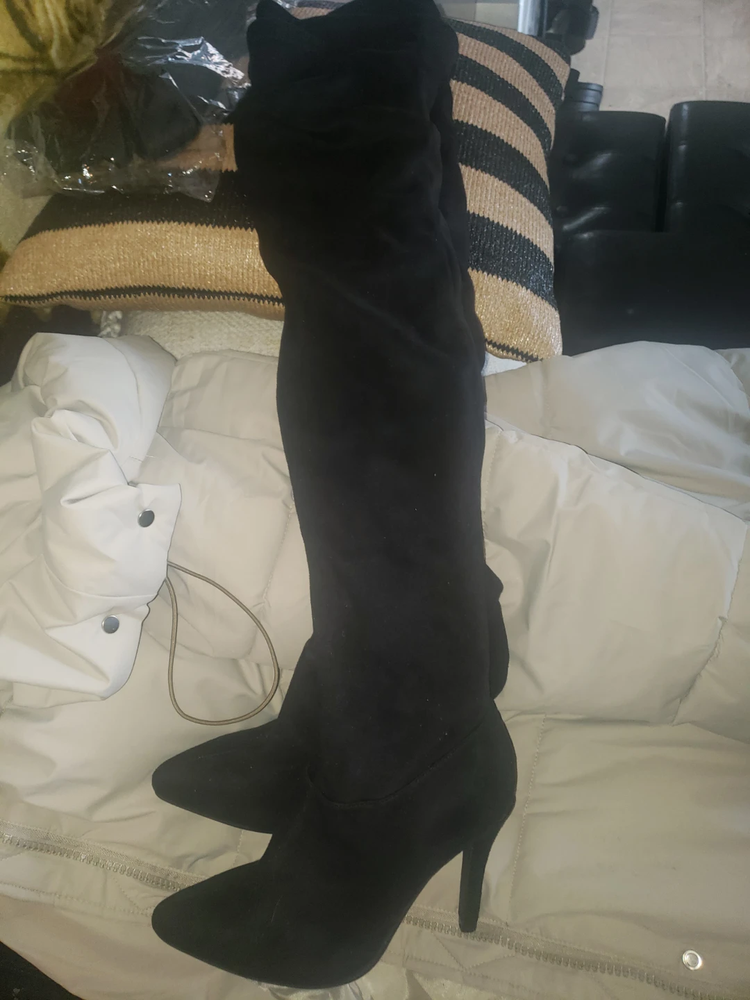 Thigh High Black Boots, Size 8