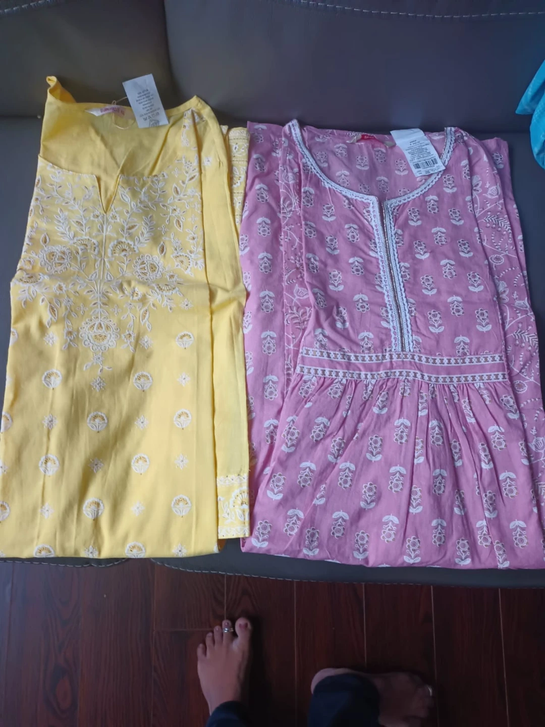 Set of 2 Women's Kurtis - Yellow and Pink - photo 2