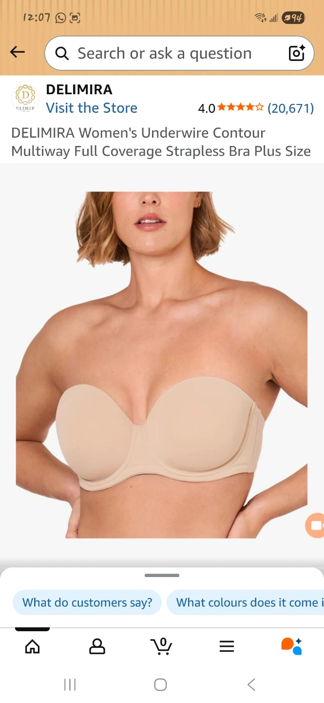 Strapless Bra - Full Coverage, 38D