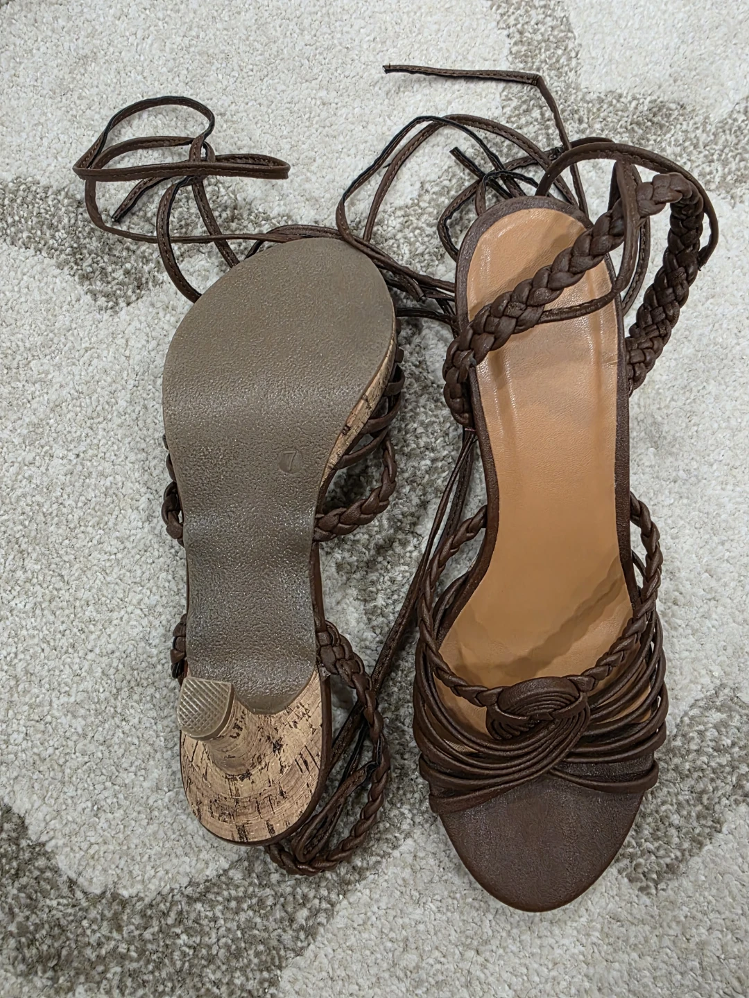 Brown Braided Heels, Size 7 - photo 3