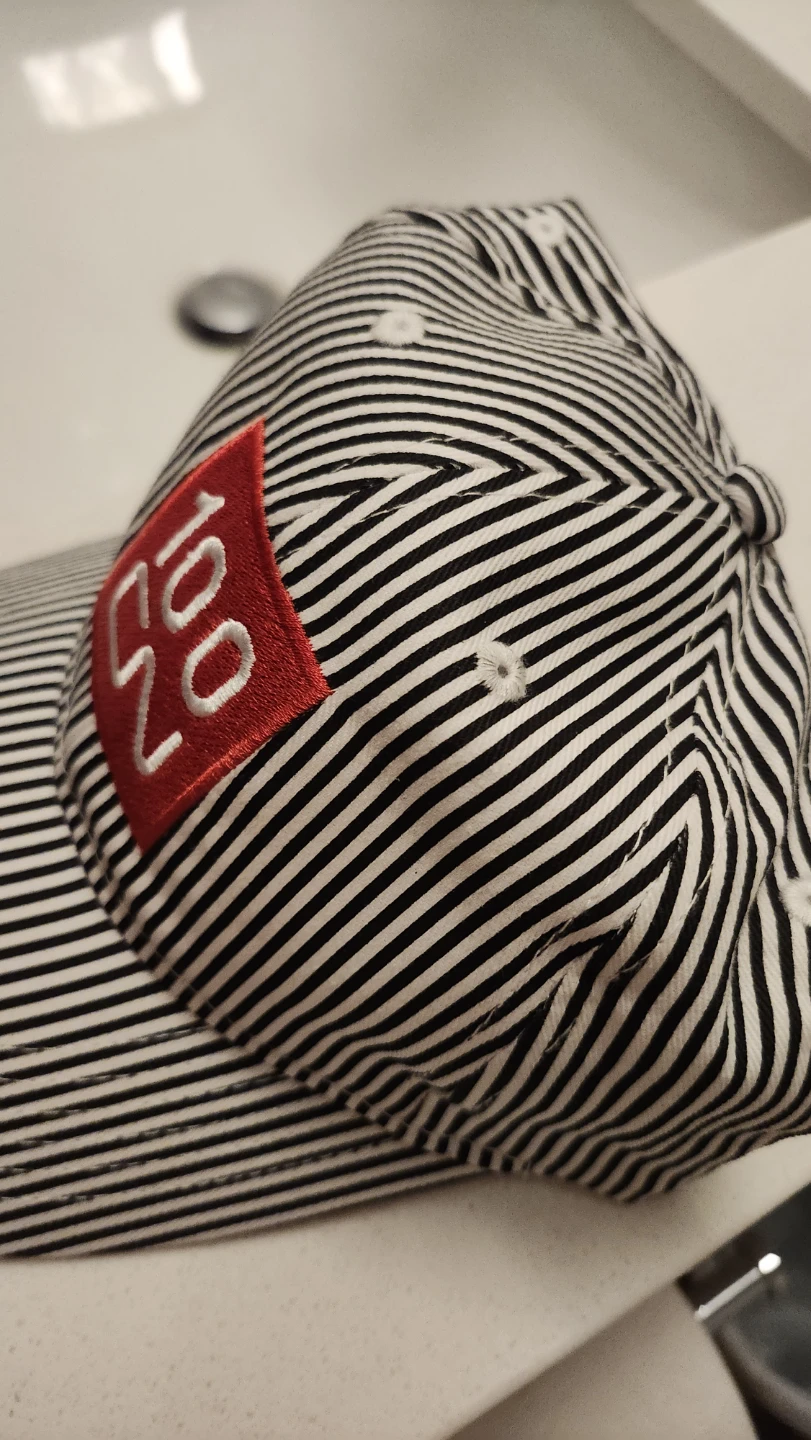 Striped Baseball Cap with Red 100 CN Patch - photo 3