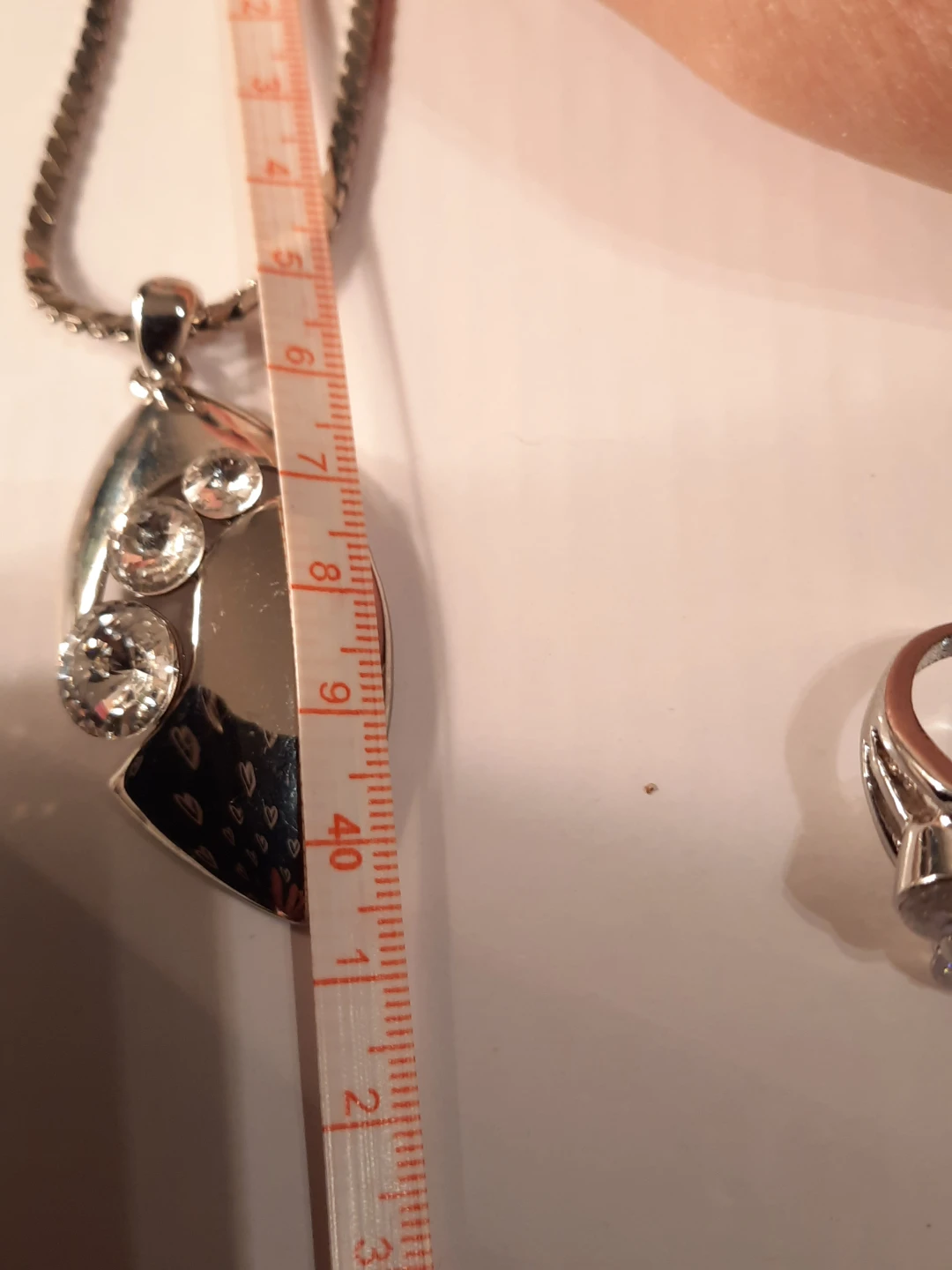 Silver-tone Necklace and Ring 18k g.pSet with Clear Stones - photo 2