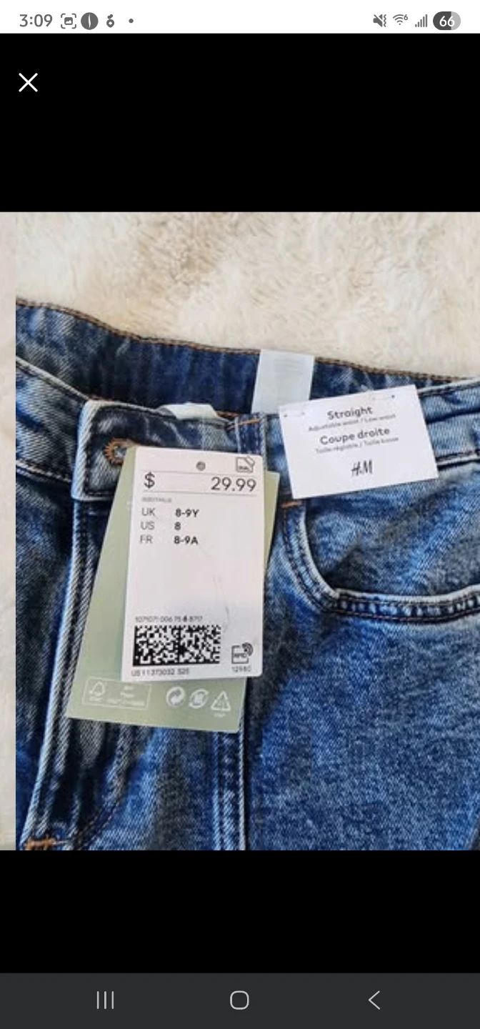H&M Straight Jeans, Size 8-9Y, New - photo 2