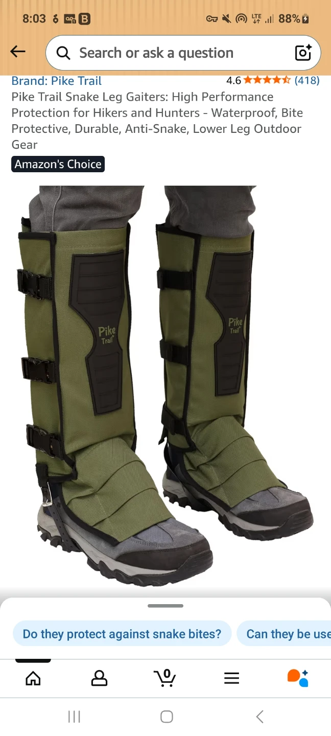 2 brand new Pike Trail Snake Leg Gaiters - Olive Drab