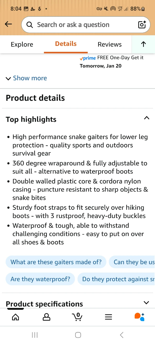 2 brand new Pike Trail Snake Leg Gaiters - Olive Drab - photo 3