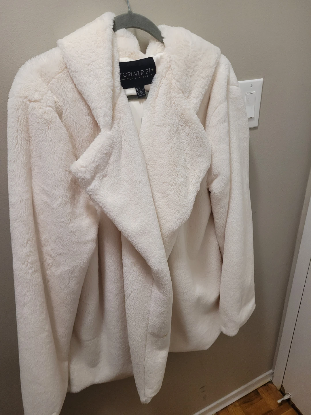 White Plush Hooded Jacket