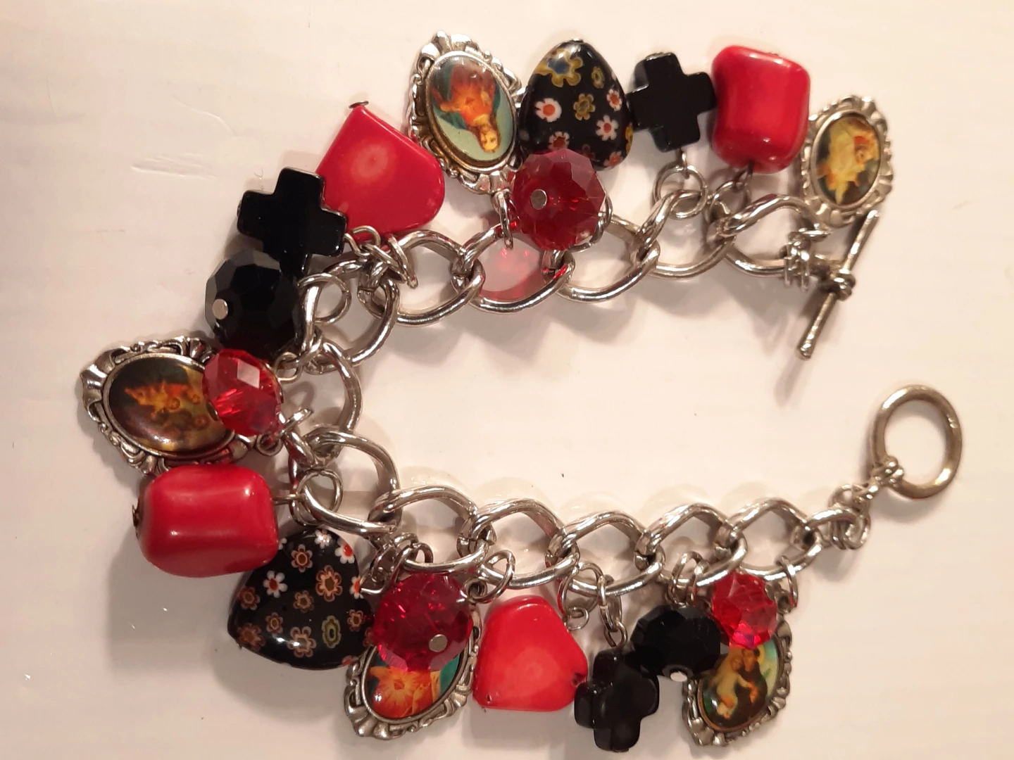 Charm Bracelet with Religious and Heart Charms - photo 5