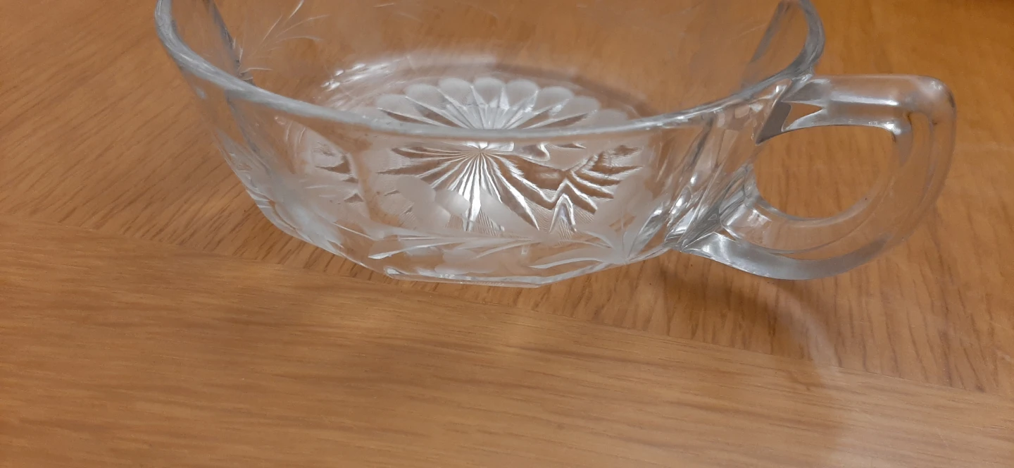 Elegant etched glass sugar bowl - photo 4