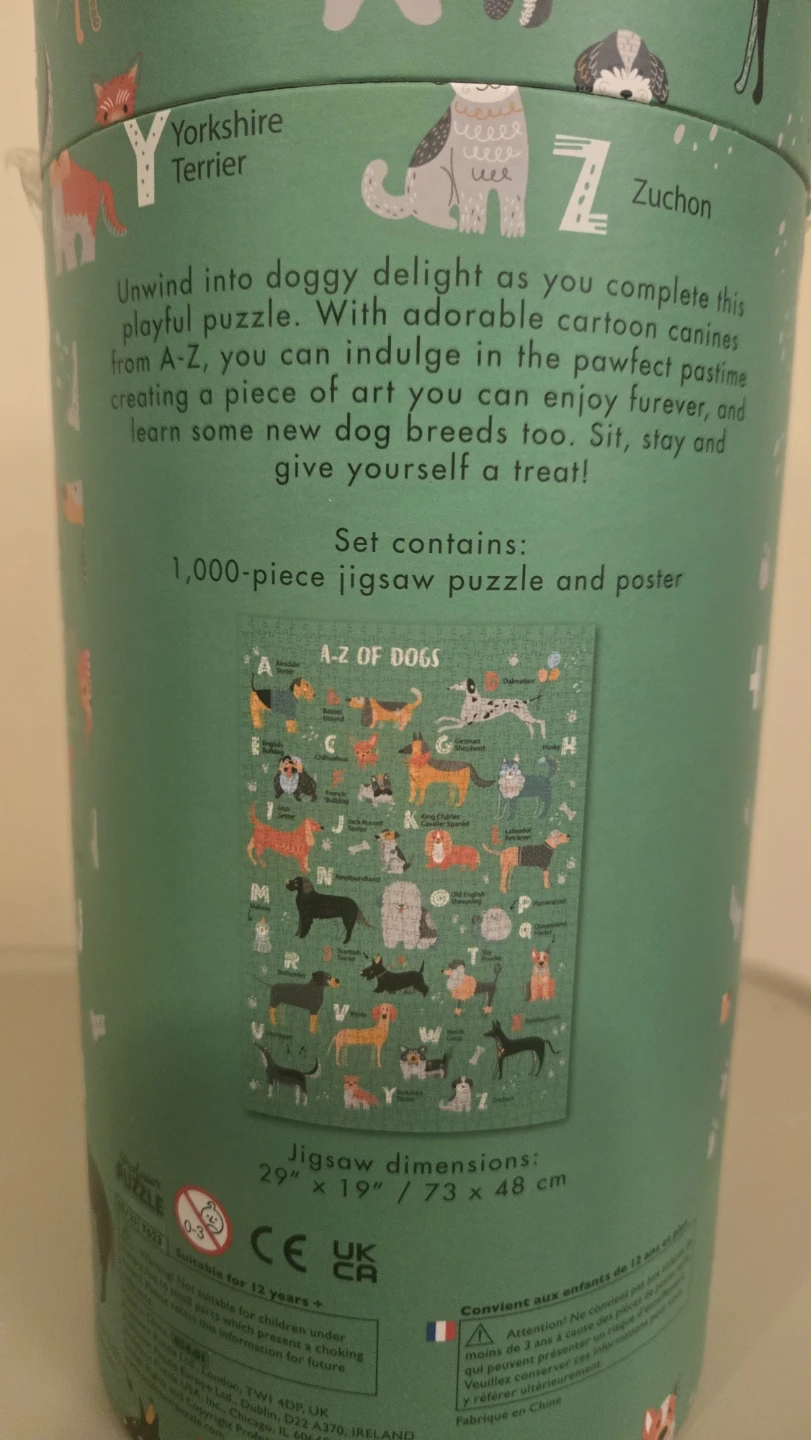 Professor Puzzle A-Z of Dogs 1,000 Piece Jigsaw Puzzle & Poster - photo 2