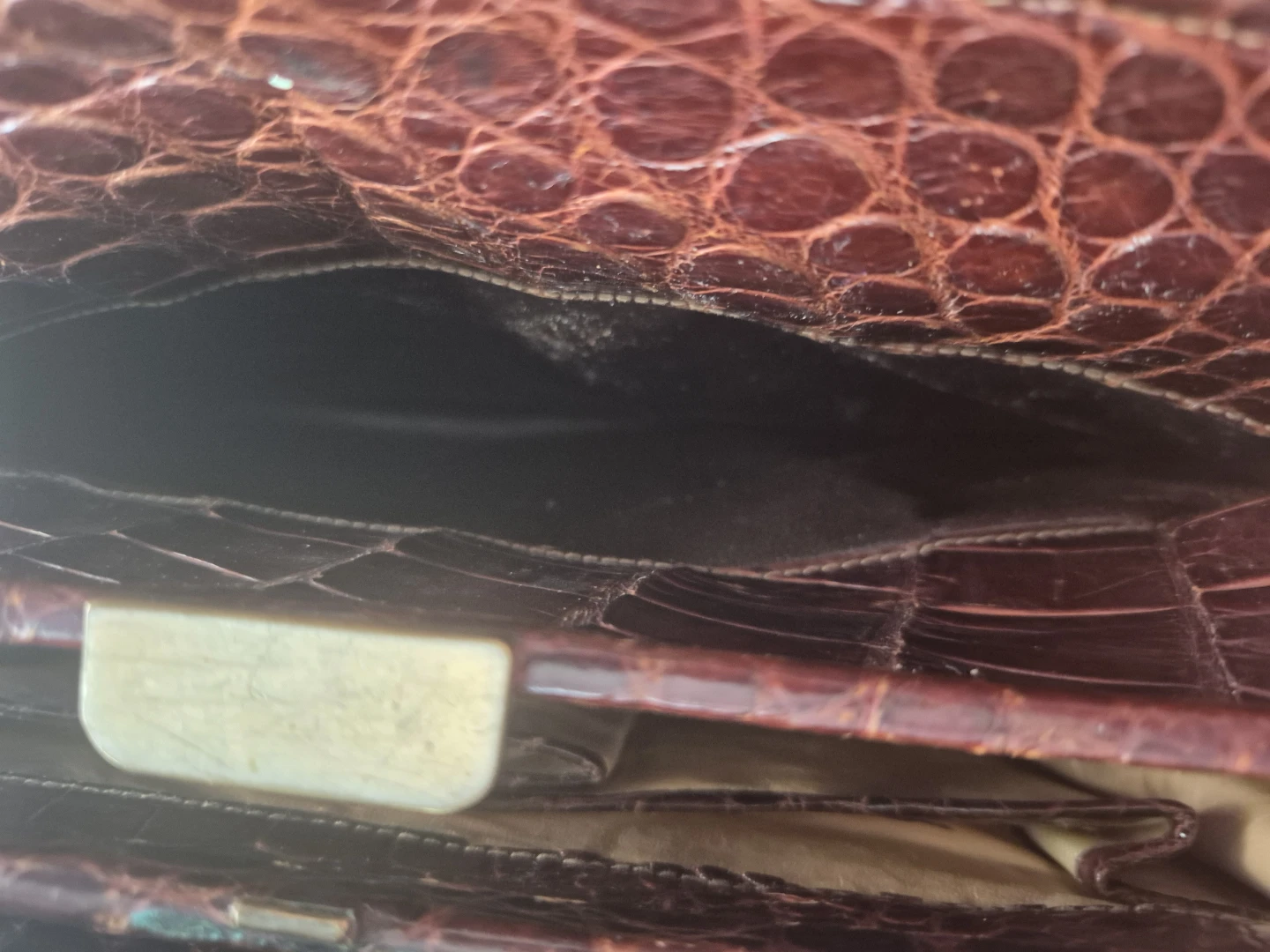 Brown Crocodile Embossed Handbag - photo 4