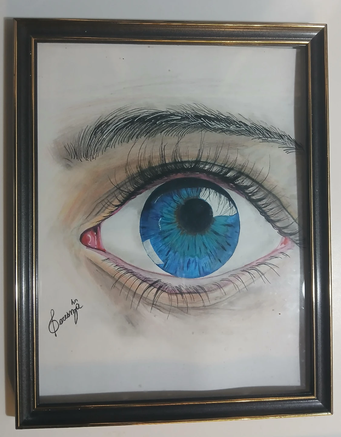 Framed Drawings: Couple, Eye, Apple, Ronaldo, Cat - photo 2