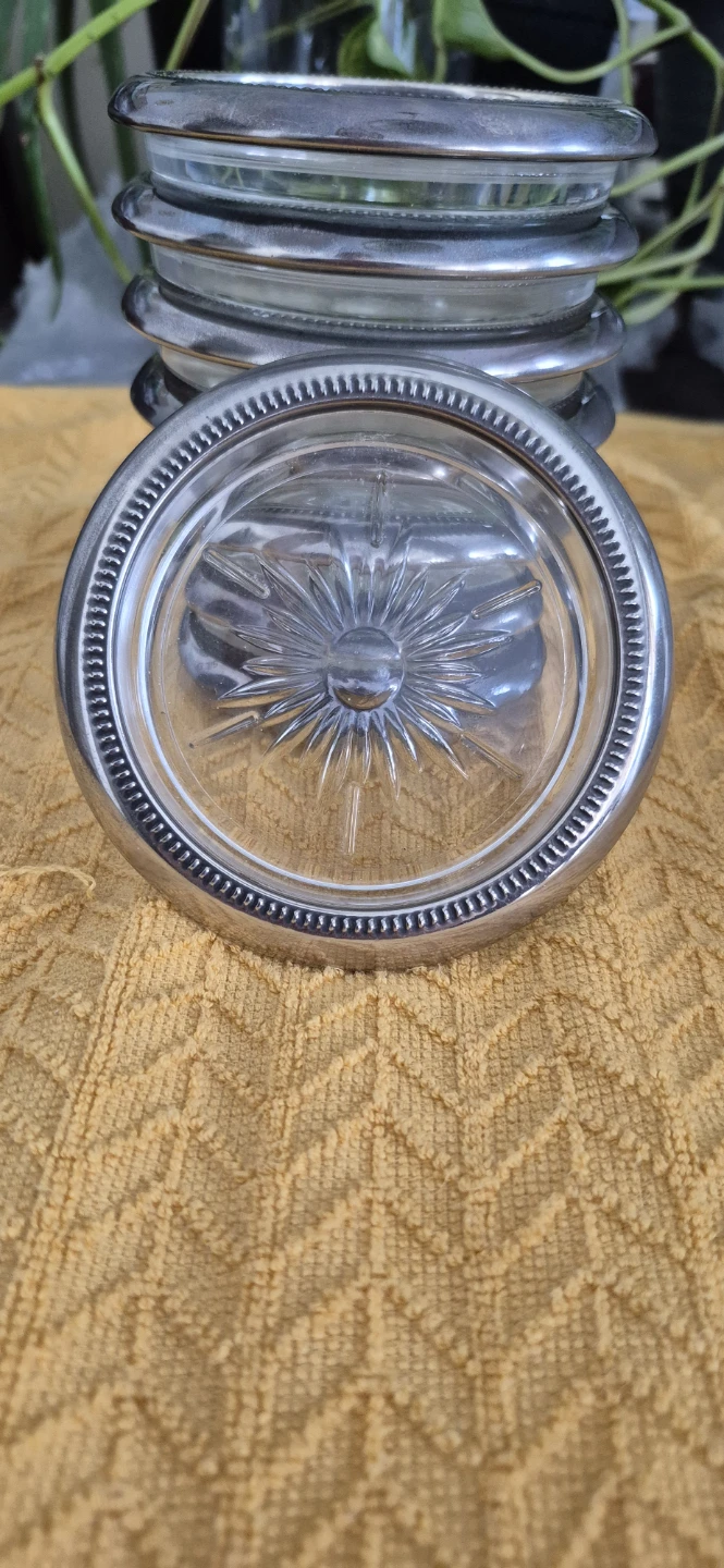 Vintage Silver Plated Glass Coasters - Set of 8 - photo 2