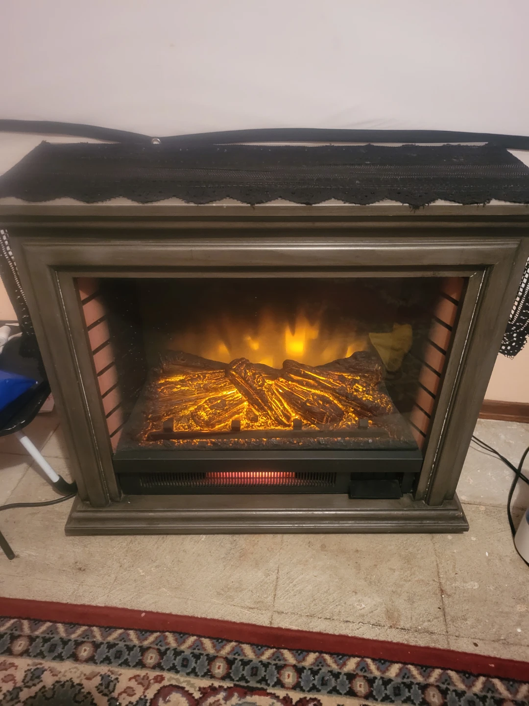Electric Fireplace with Wood Surround