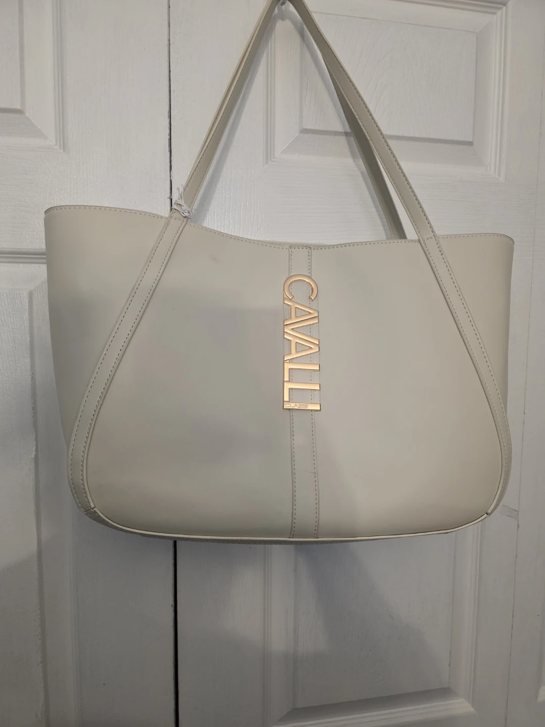 Cavalli Class Cream Tote Bag