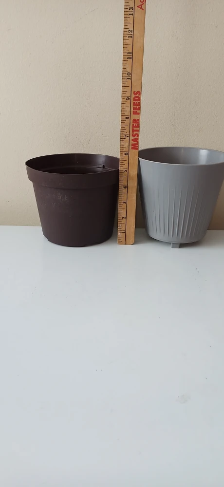 Set of 2 Plastic Plant Pots - Brown & Grey - photo 2