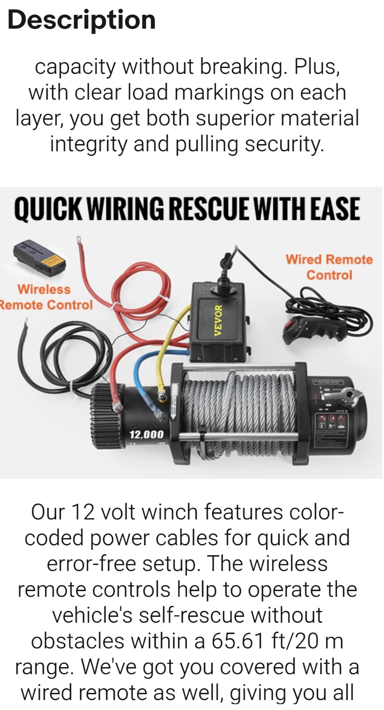VEVOR 12000 lbs Winch - New in Box