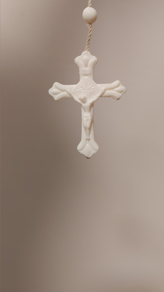 White Rosary Beads with Cross - photo 2