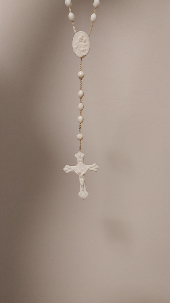 White Rosary Beads with Cross - photo 3