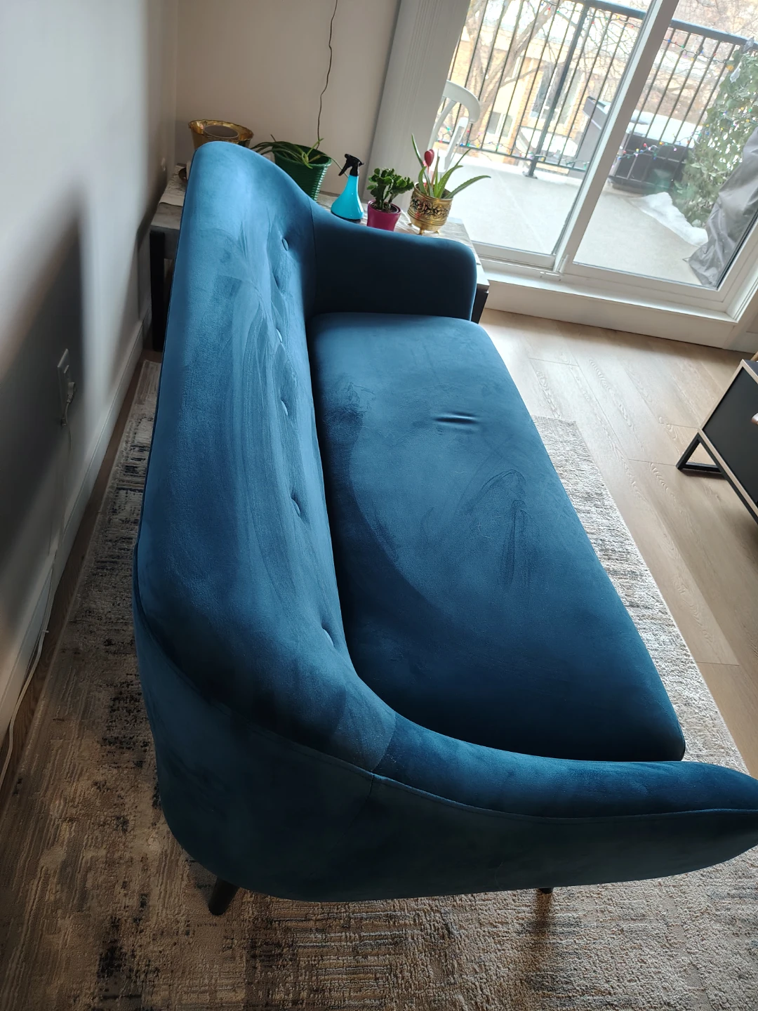 Blue Velvet Loveseat Sofa