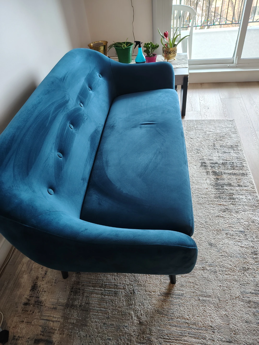 Blue Velvet Loveseat Sofa - photo 2