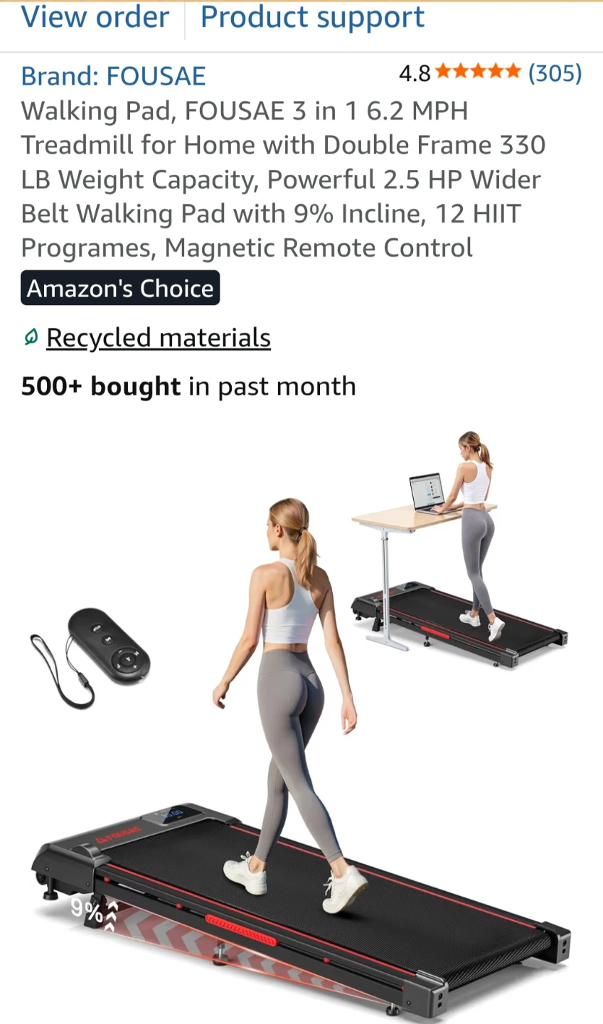 FOUSAE 3-in-1 Treadmill Walking Pad