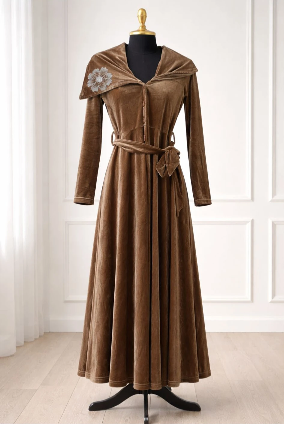 Velvet Dress with Belt