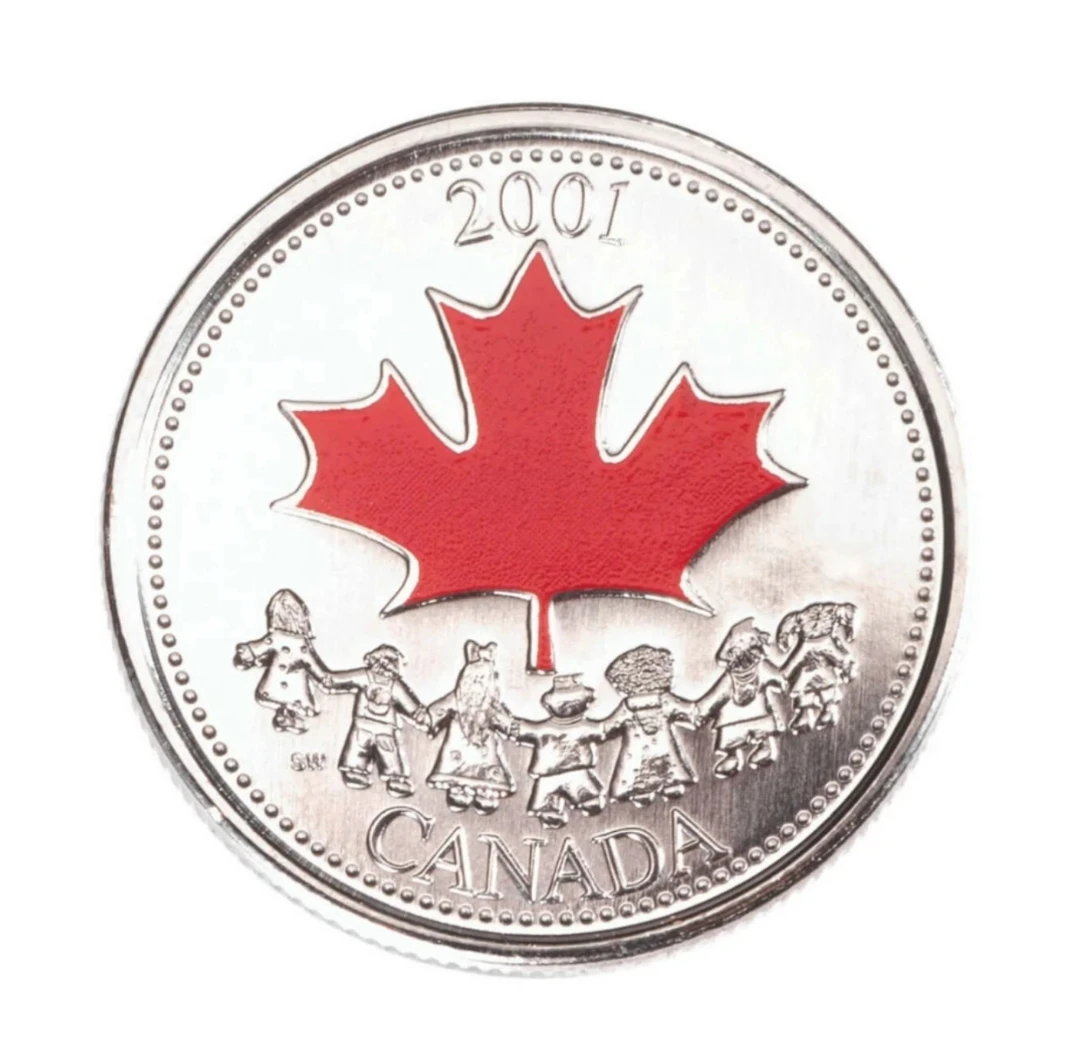 2001 25c Canada Day - Coloured Coin