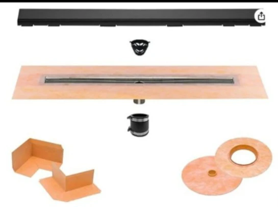 Linear Shower Drain and Waterproofing Kit