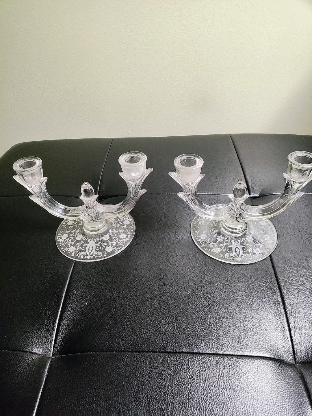 New Martinsville Glass Company Double Candle Holders & Bowl - photo 4