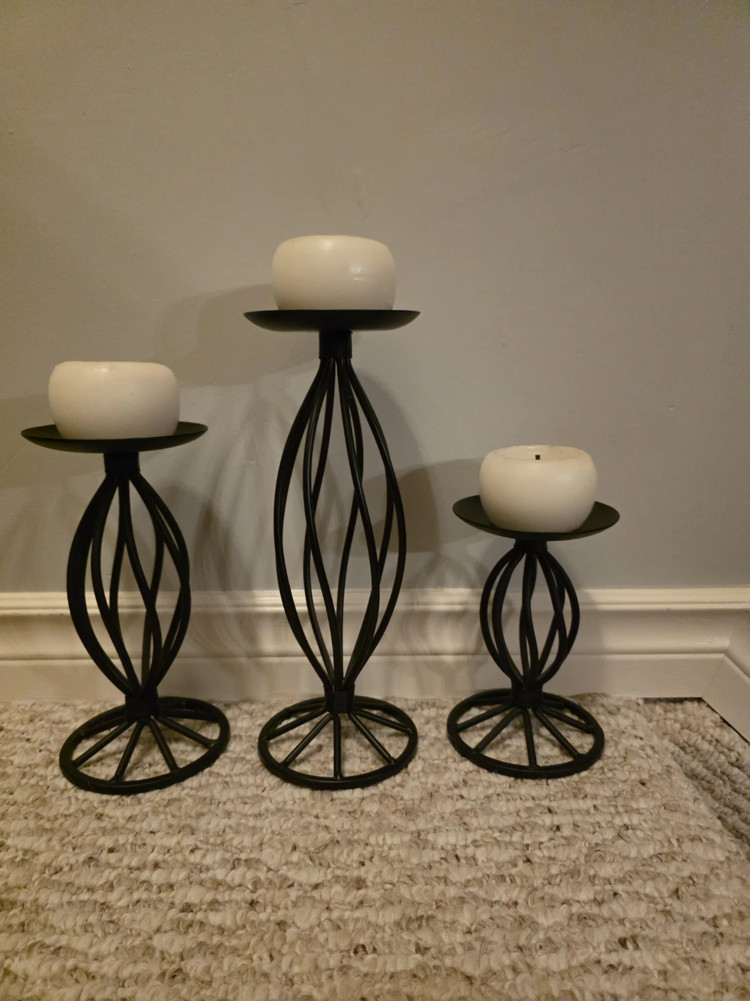 Set of 3 Black Metal Candle Holders - photo 3