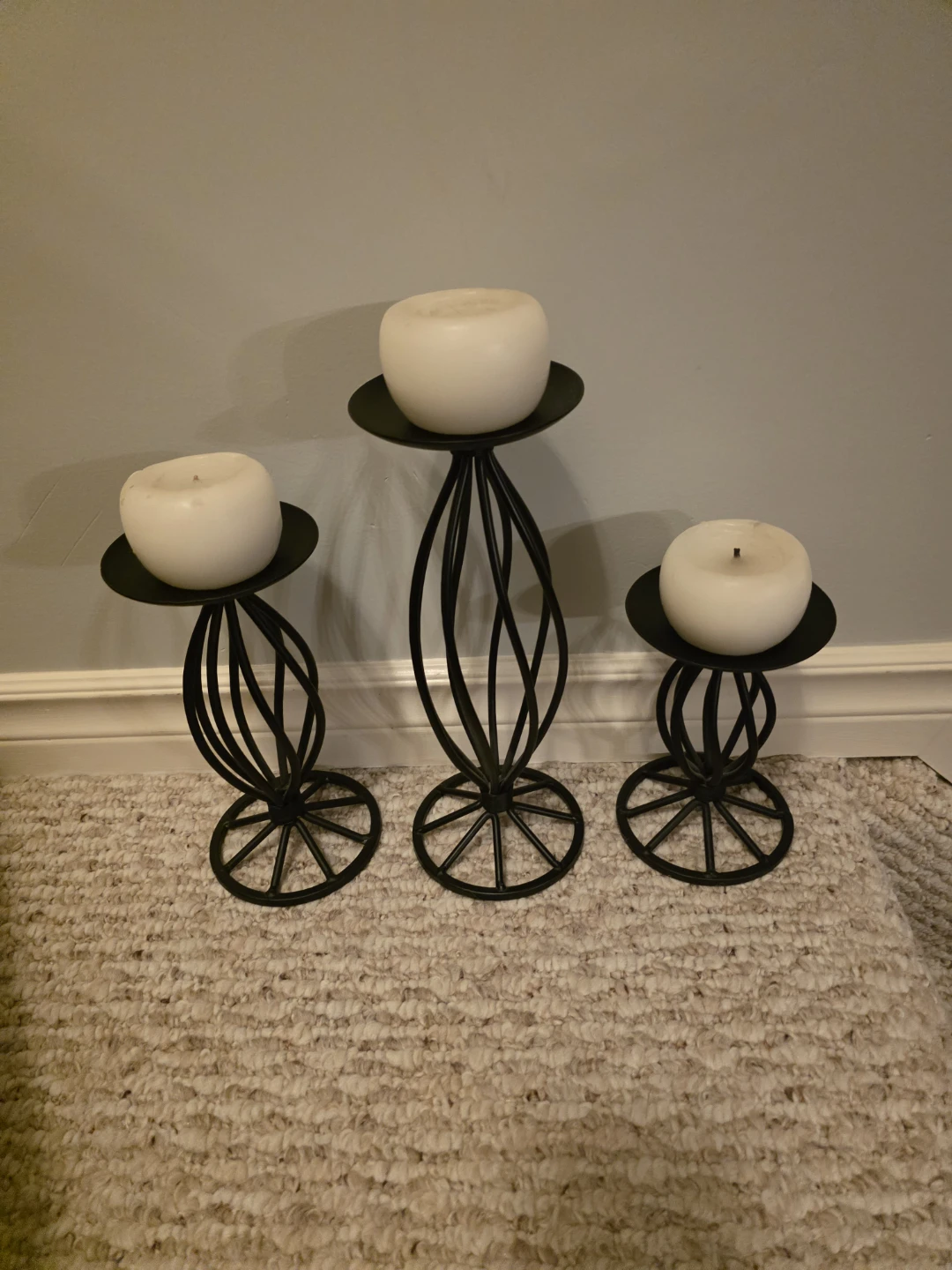 Set of 3 Black Metal Candle Holders - photo 4