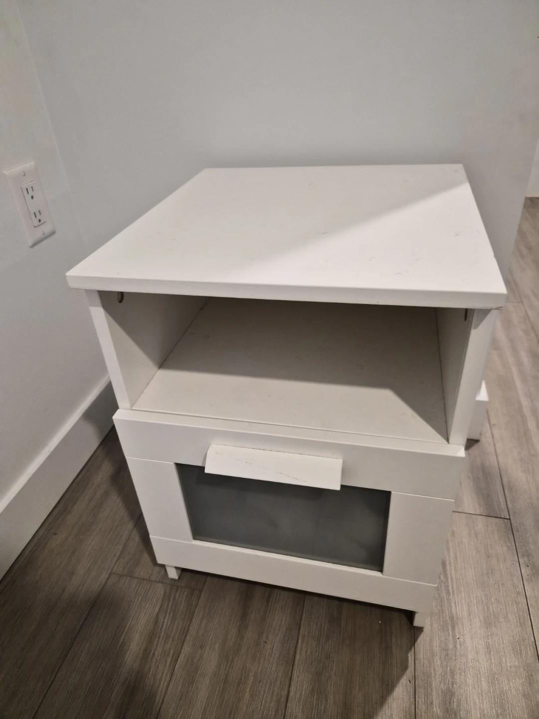 White Bedside Table with Drawer