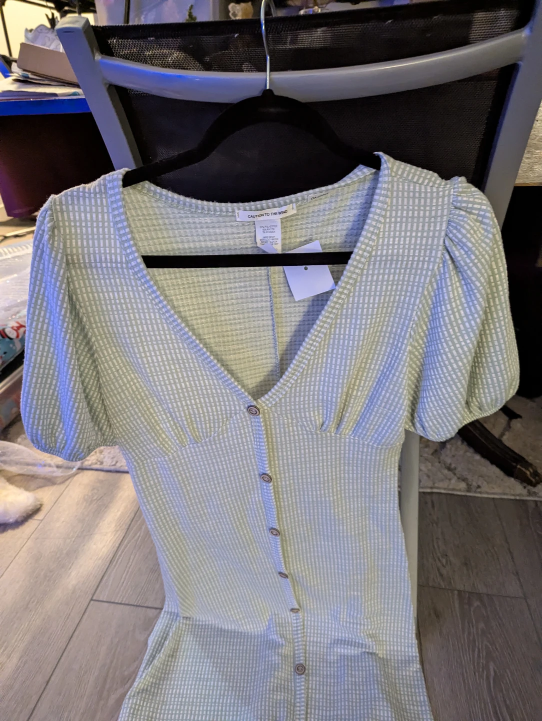 CAUTION TO THE WIND Button Front Dress