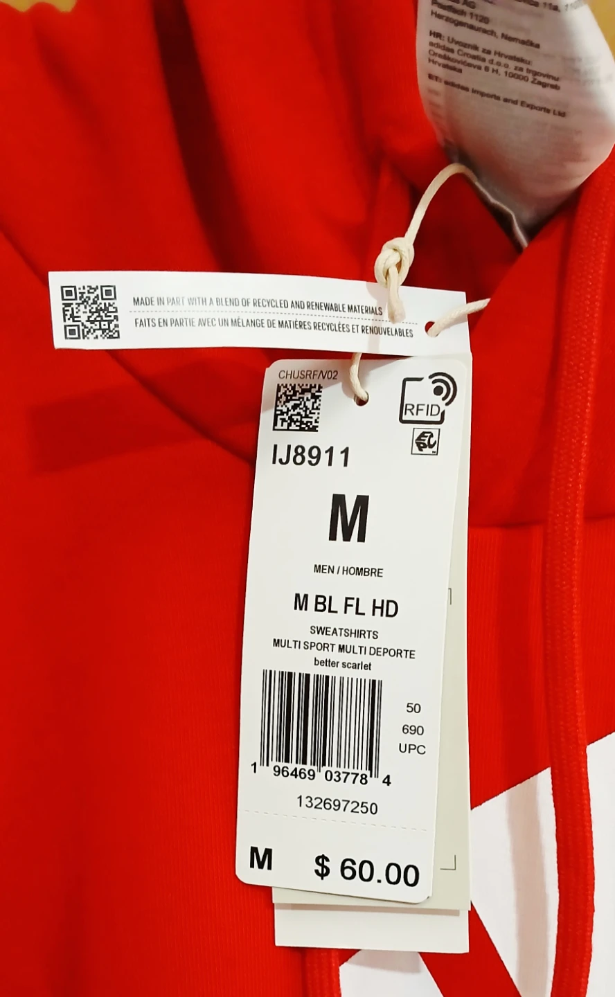 Adidas Red Hoodie [Size M] - NEW! - photo 4