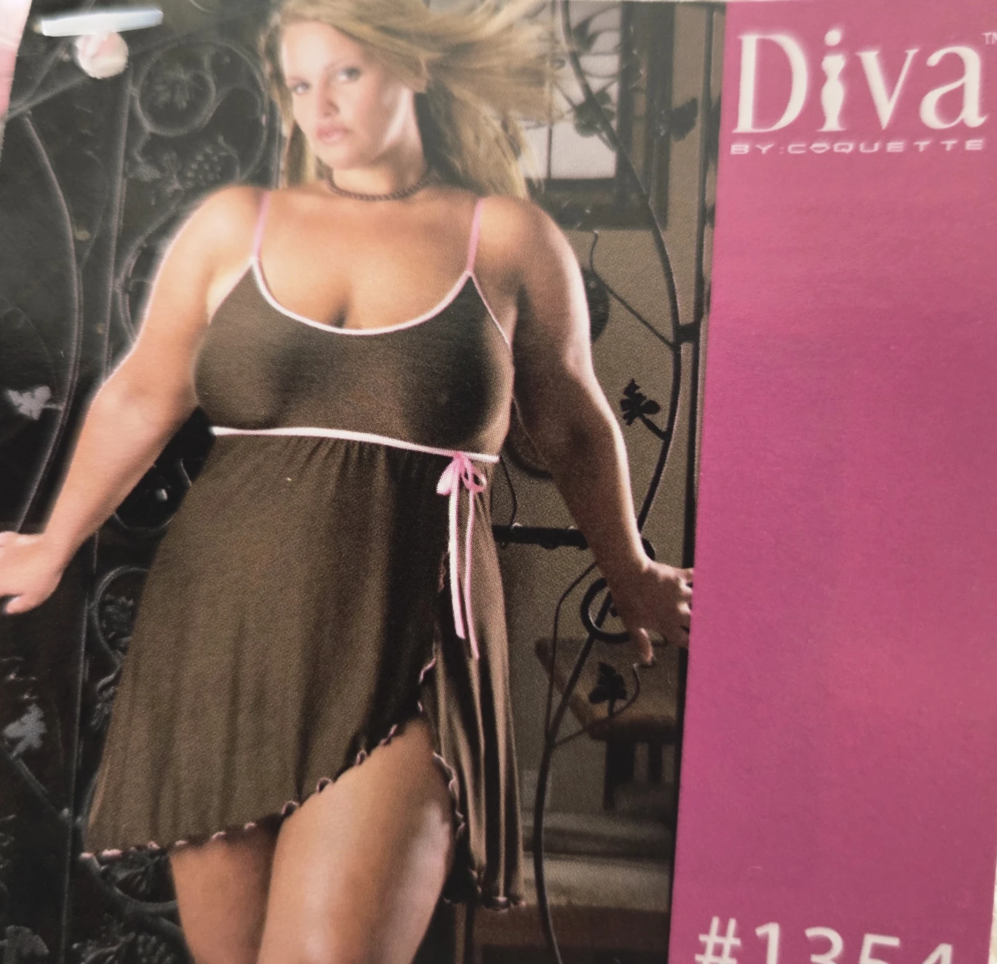 Babydoll & Thong Set Brown/Pink