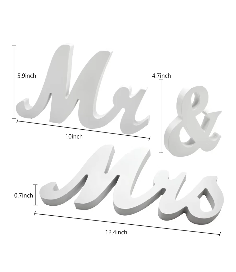 Elegant Mr. & Mrs. White Wooden Letters Decoration - photo 3