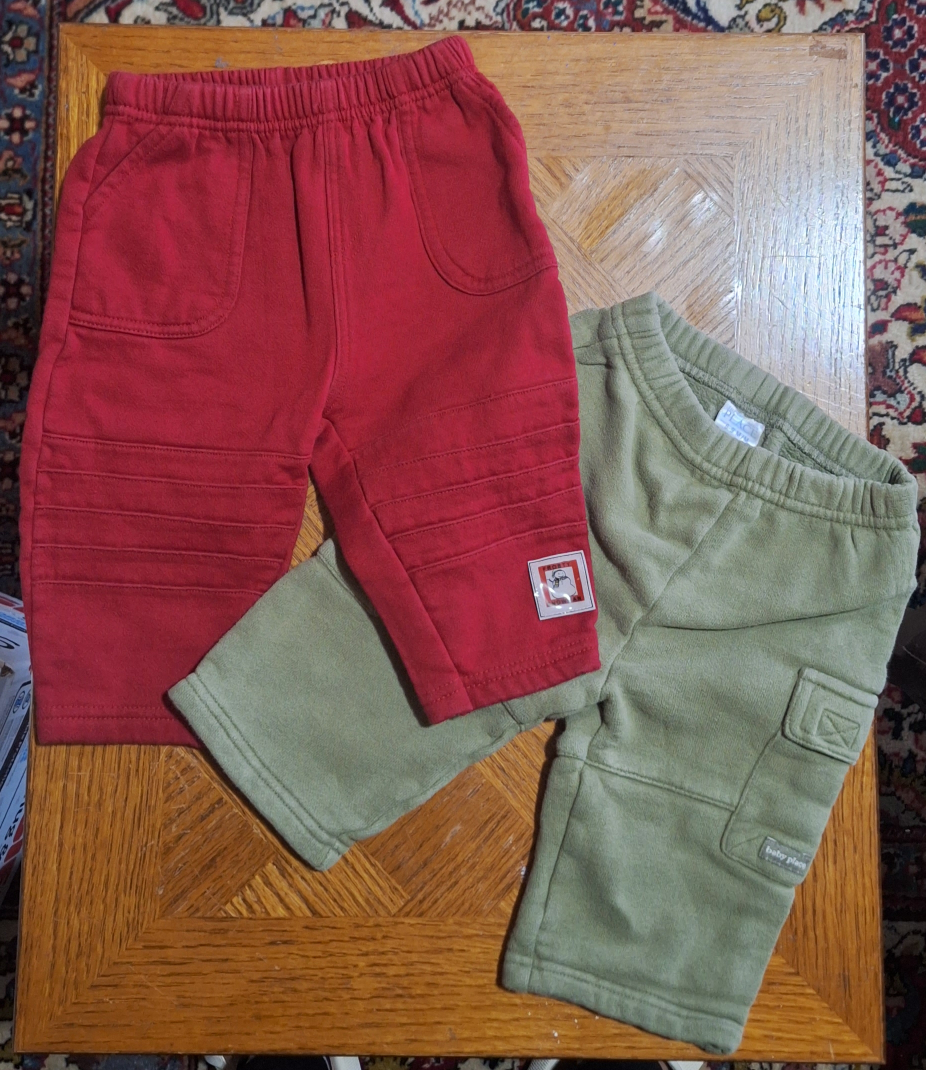 Baby Place Pants - Red & Olive