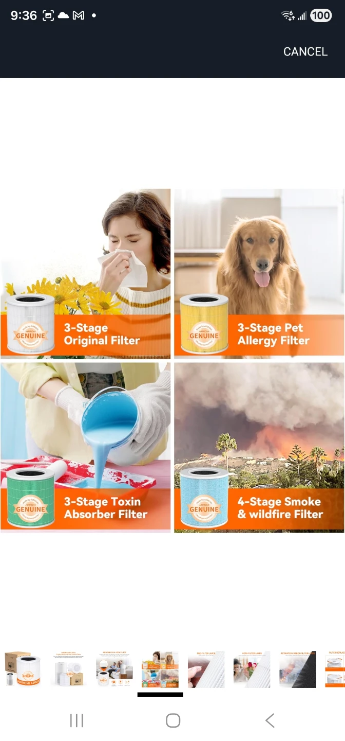 AIRROMI A2001 HEPA Air Purifier Replacement Filter, 3-In-1... - photo 4