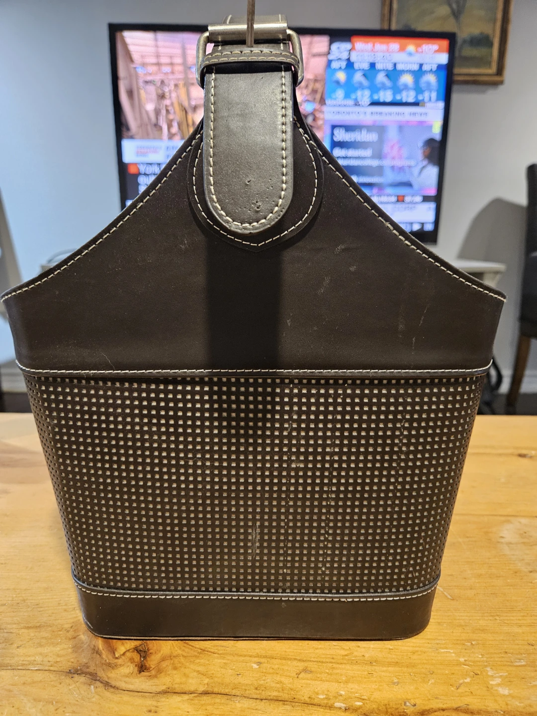 Leather Magazine Holder Basket